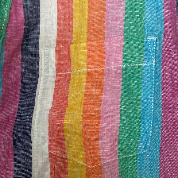 J Crew linen popover shirt in rainbow colors 🌈 - Picture 3 of 6